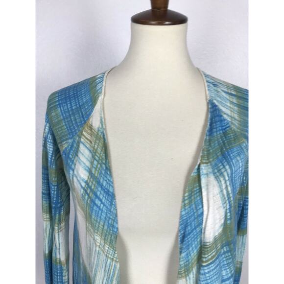 Anthropologie Sparrow Asymmetric Plaid Open Front Cardigan Sweater - Picture 2 of 11